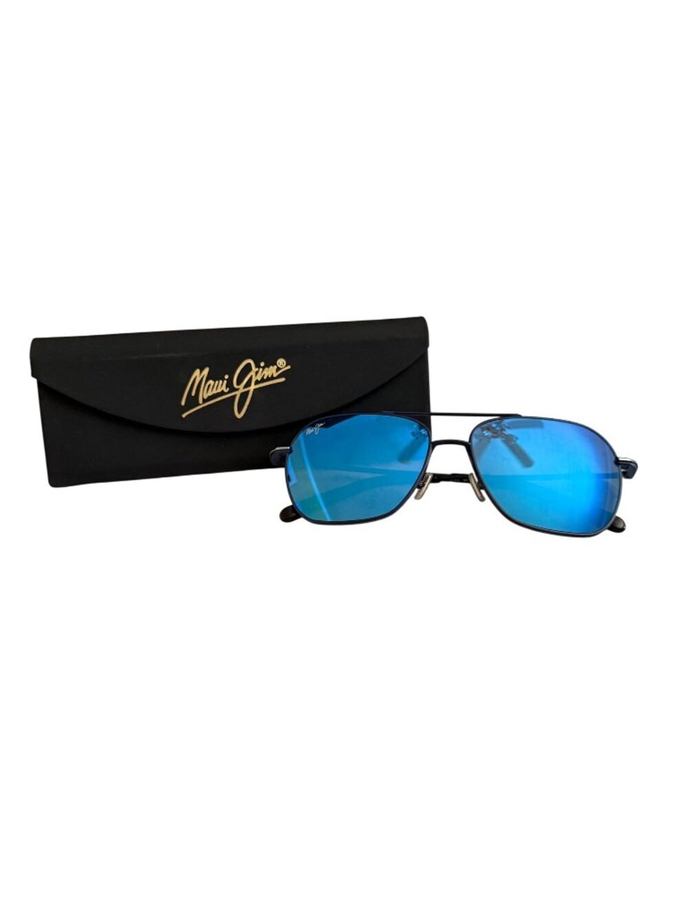 NWOB Maui Jim Mano Polarized Aviator Sunglasses Dark Navy Blue UV Protection